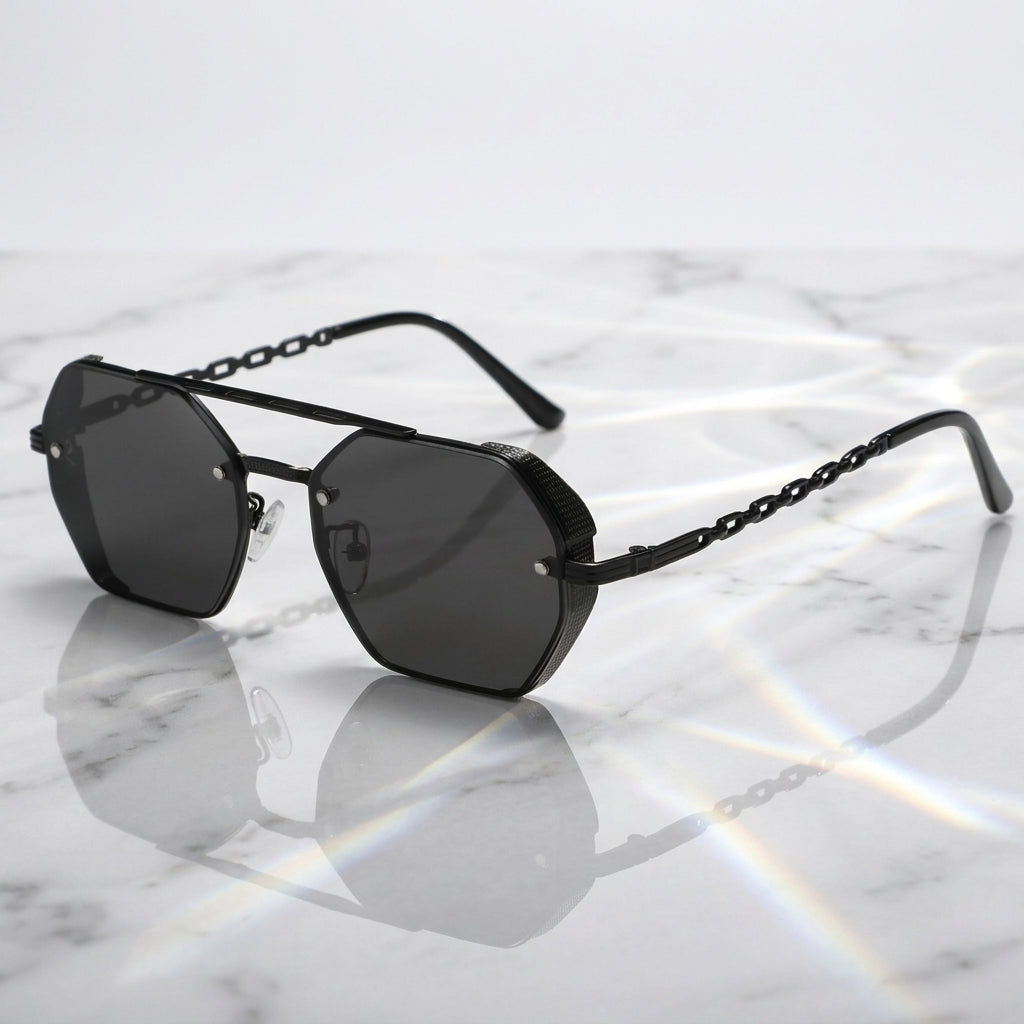 Chainlink Sides Sheild Sunglasses