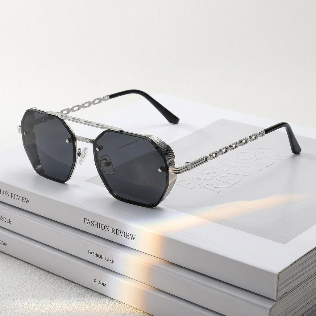 Chainlink Sides Sheild Sunglasses