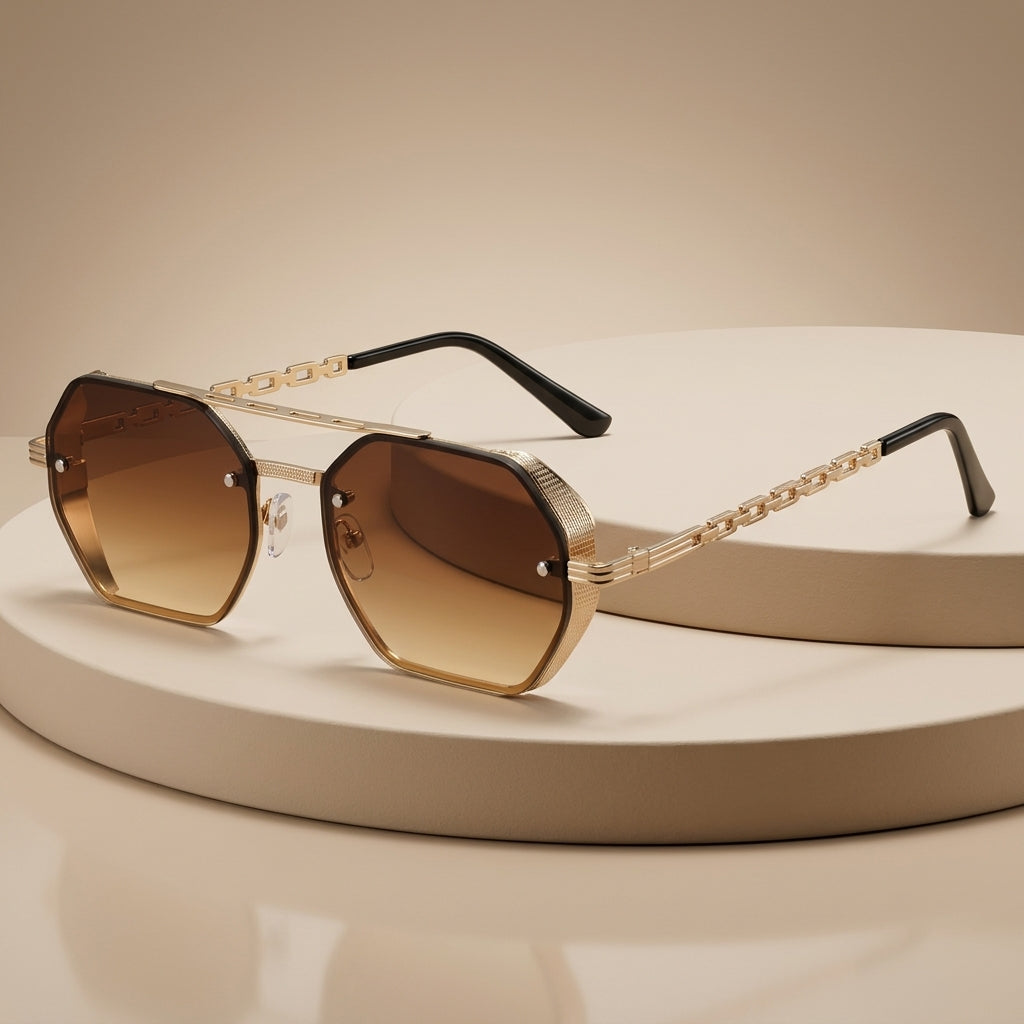 Chainlink Sides Sheild Sunglasses