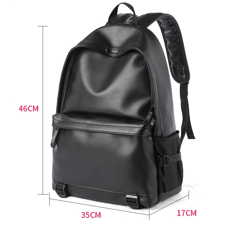 Black backpack with measurements on a white background