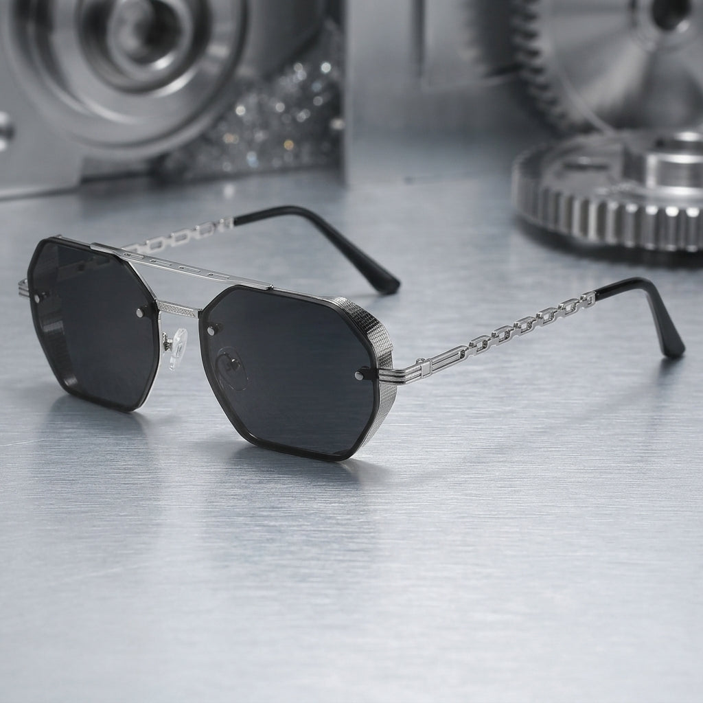 Chainlink Sides Sheild Sunglasses