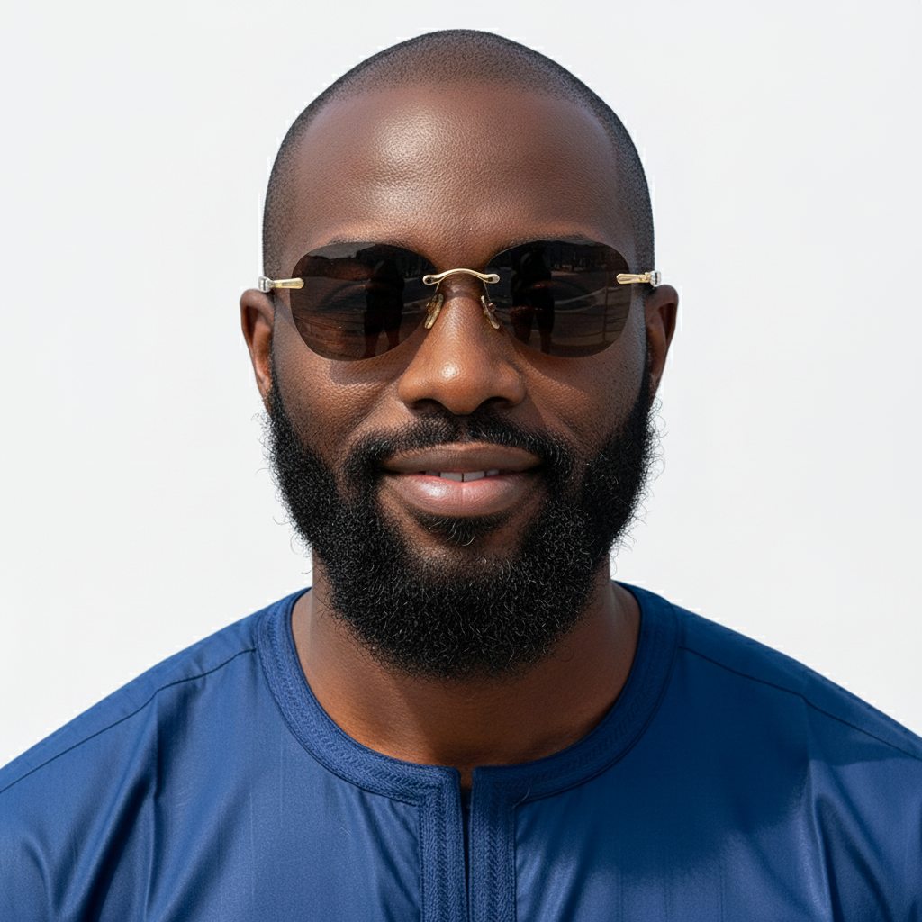 Rimless Aviator-Style Sunglasses with Tortoise Arms