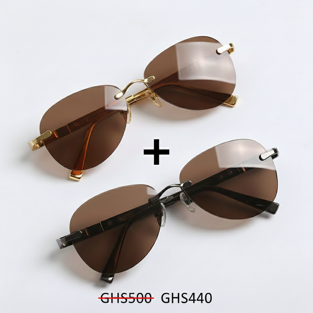 Rimless Aviator-Style Sunglasses with Tortoise Arms