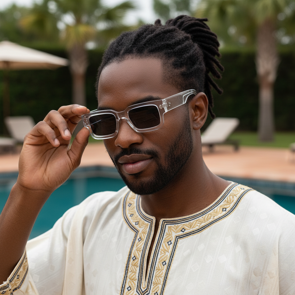 Chunky Rectangular Frame Sunglasses (Smoke Color)