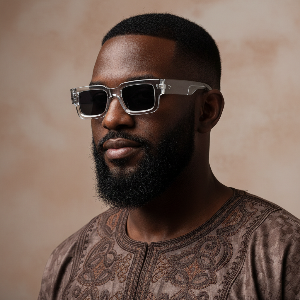 Chunky Rectangular Frame Sunglasses (Black)