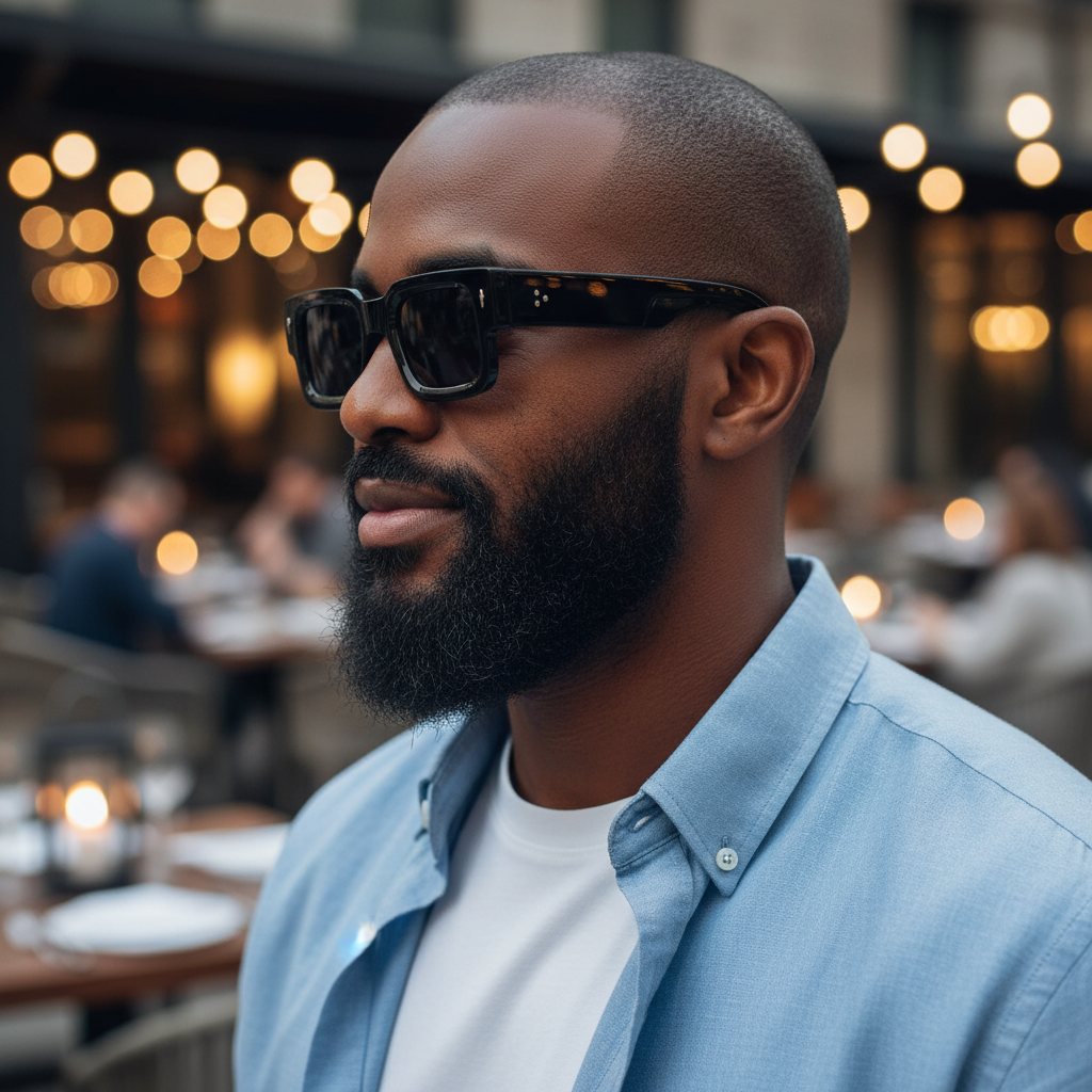 Chunky Rectangular Frame Sunglasses (Black)