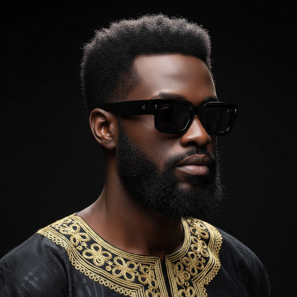 Chunky Rectangular Frame Sunglasses (Black)