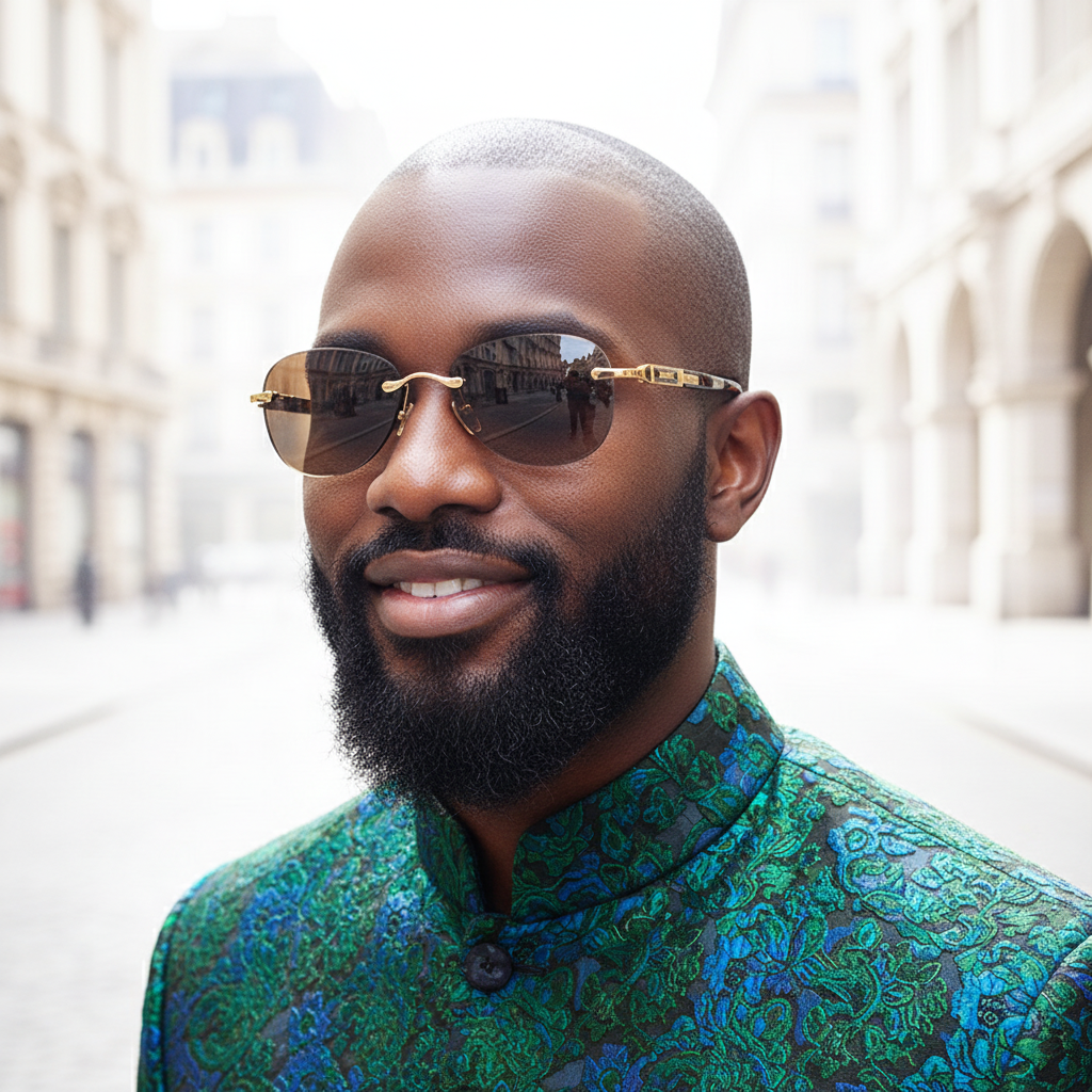 Rimless Aviator-Style Sunglasses with Tortoise Arms