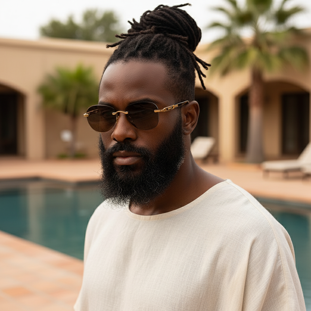 Rimless Aviator-Style Sunglasses with Tortoise Arms