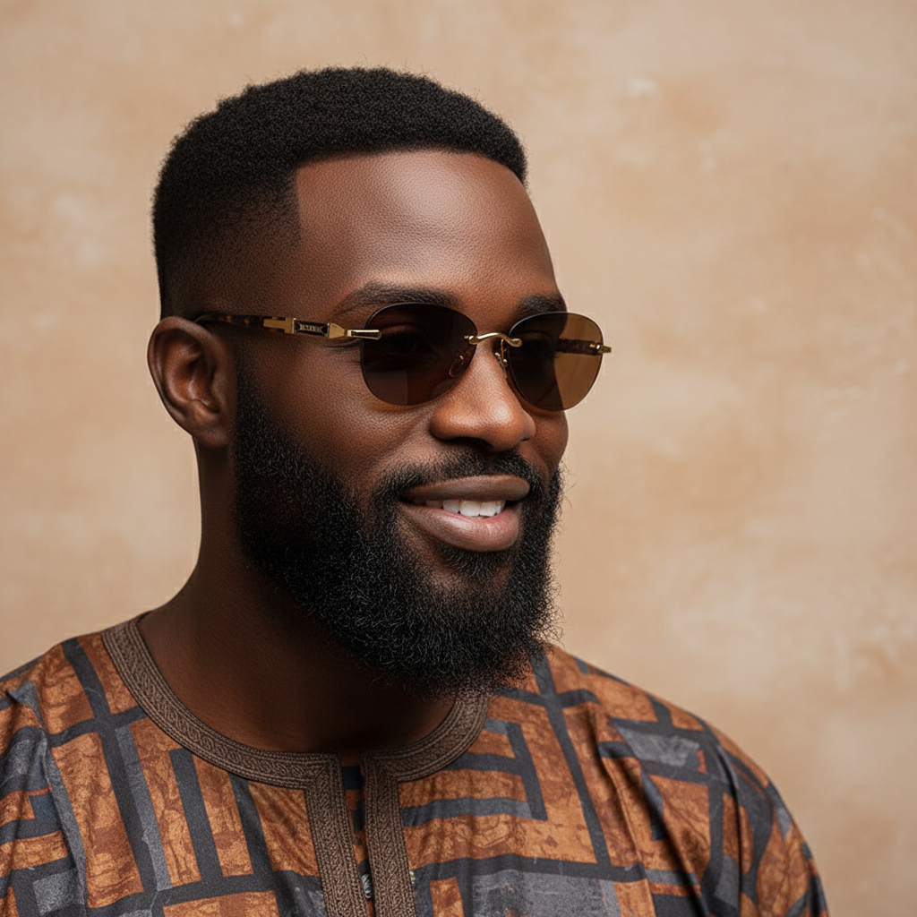 Rimless Aviator-Style Sunglasses with Tortoise Arms