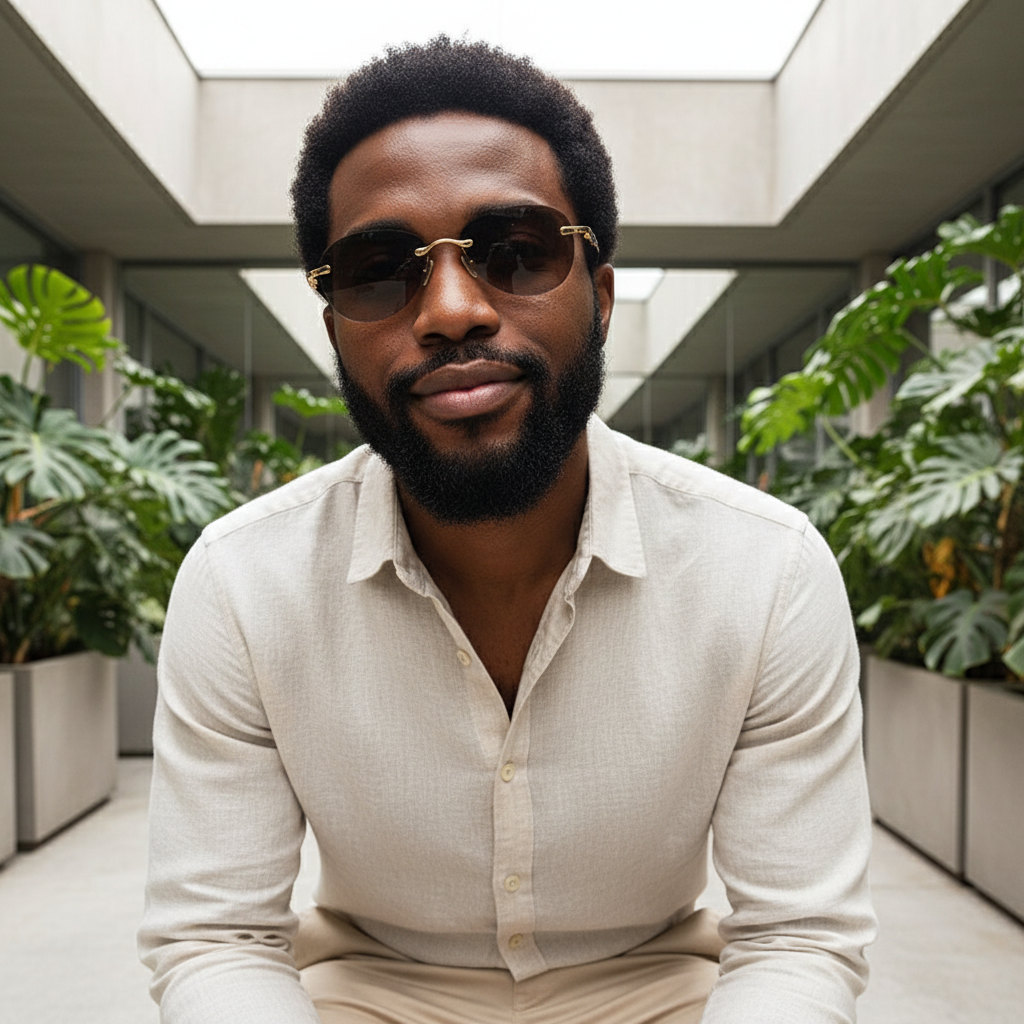 Rimless Aviator-Style Sunglasses with Tortoise Arms