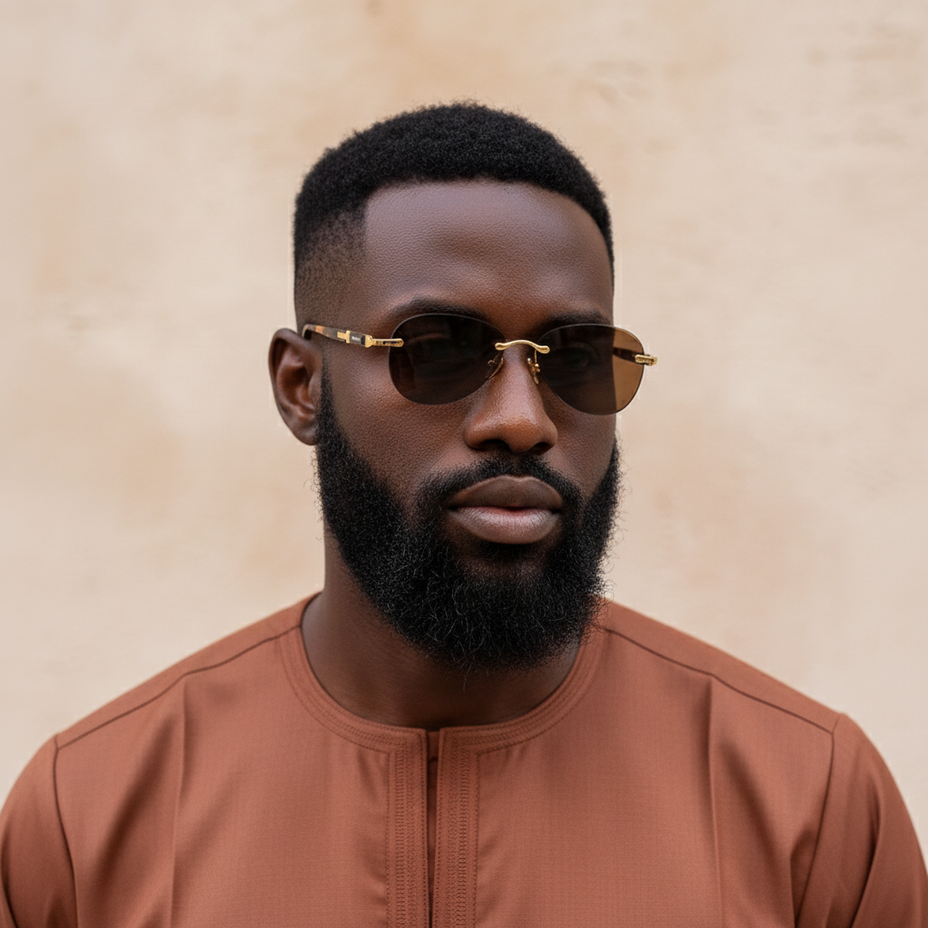 Rimless Aviator-Style Sunglasses with Tortoise Arms