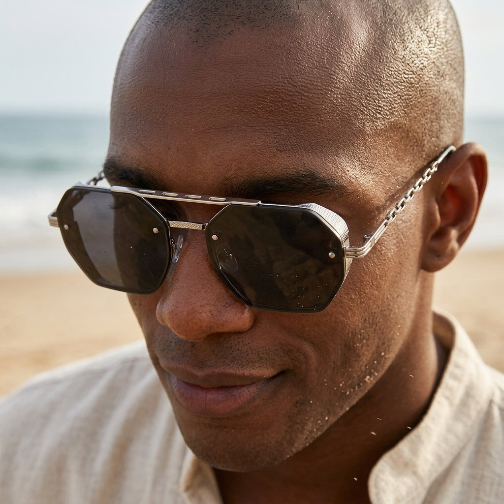 Chainlink Sides Sheild Sunglasses