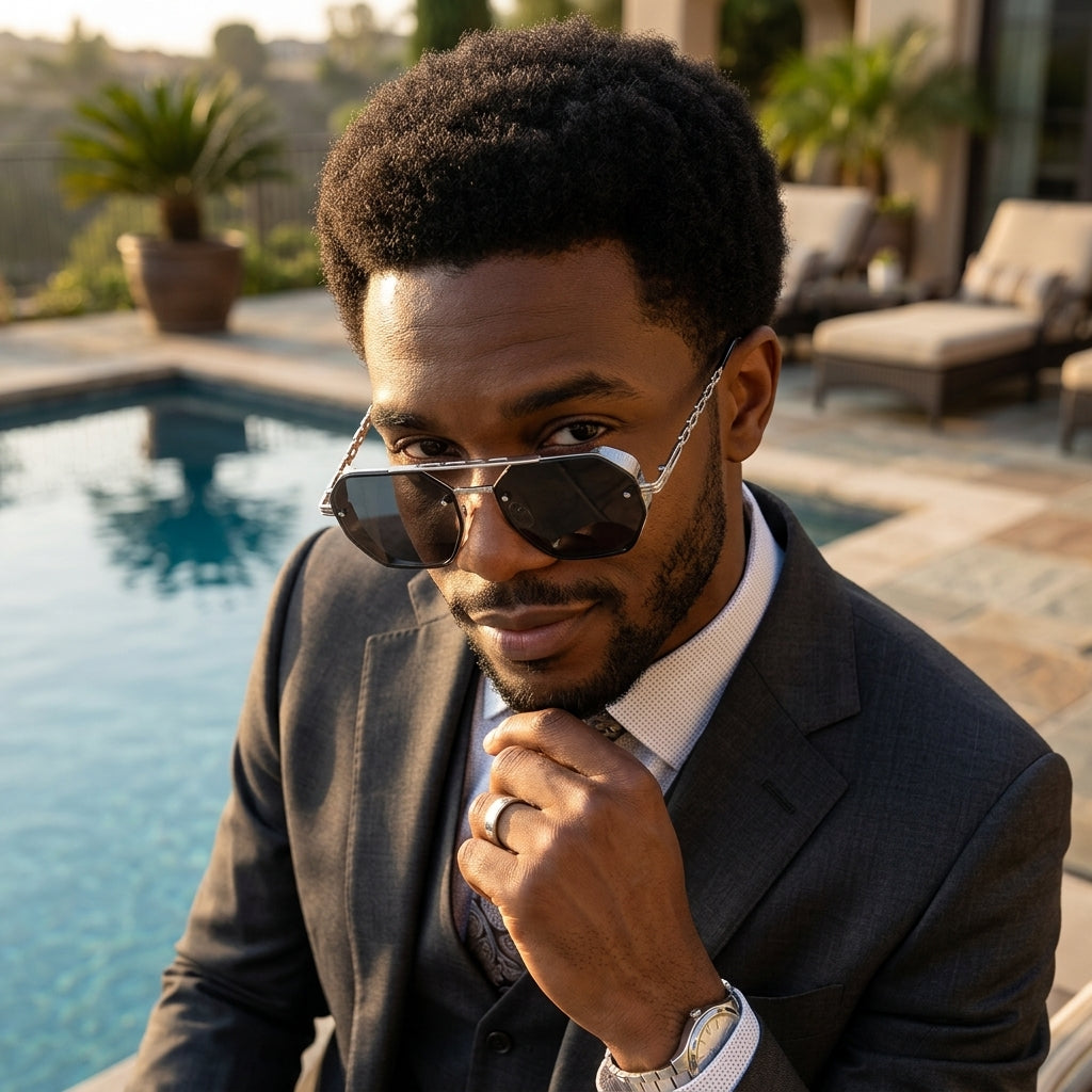 Chainlink Sides Sheild Sunglasses