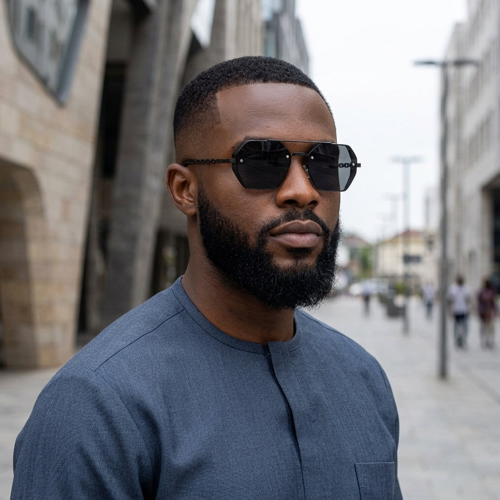 Chainlink Sides Sheild Sunglasses